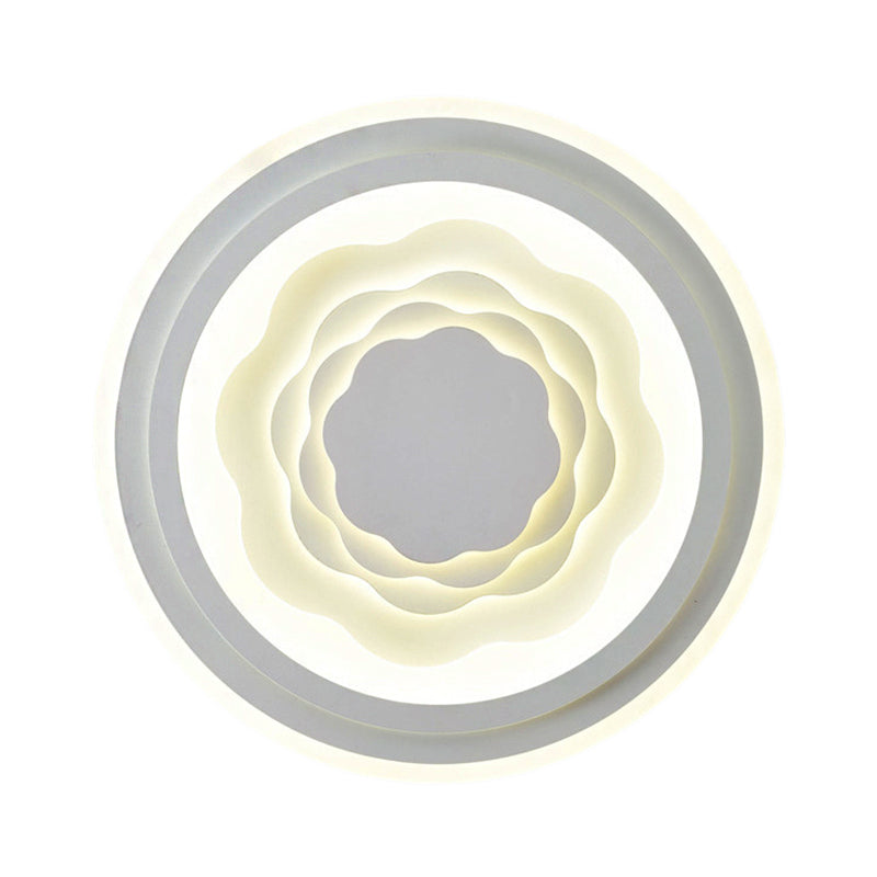 White Acrylic LED Ceiling Lamp for Living Room & Bedroom
