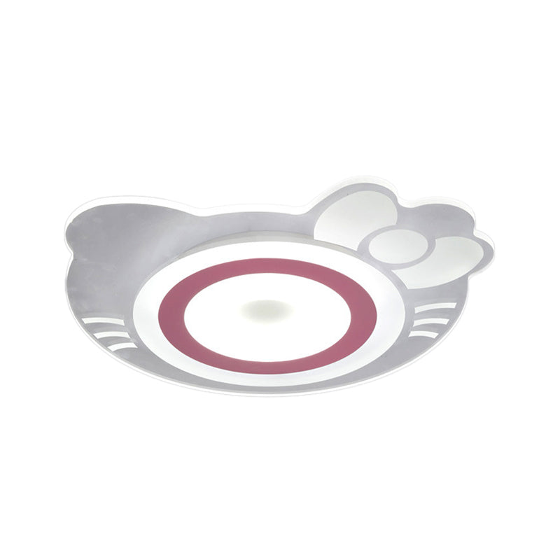 Girl Bedroom Kitten LED Ceiling Light in White and Pink - Adorable and Stylish