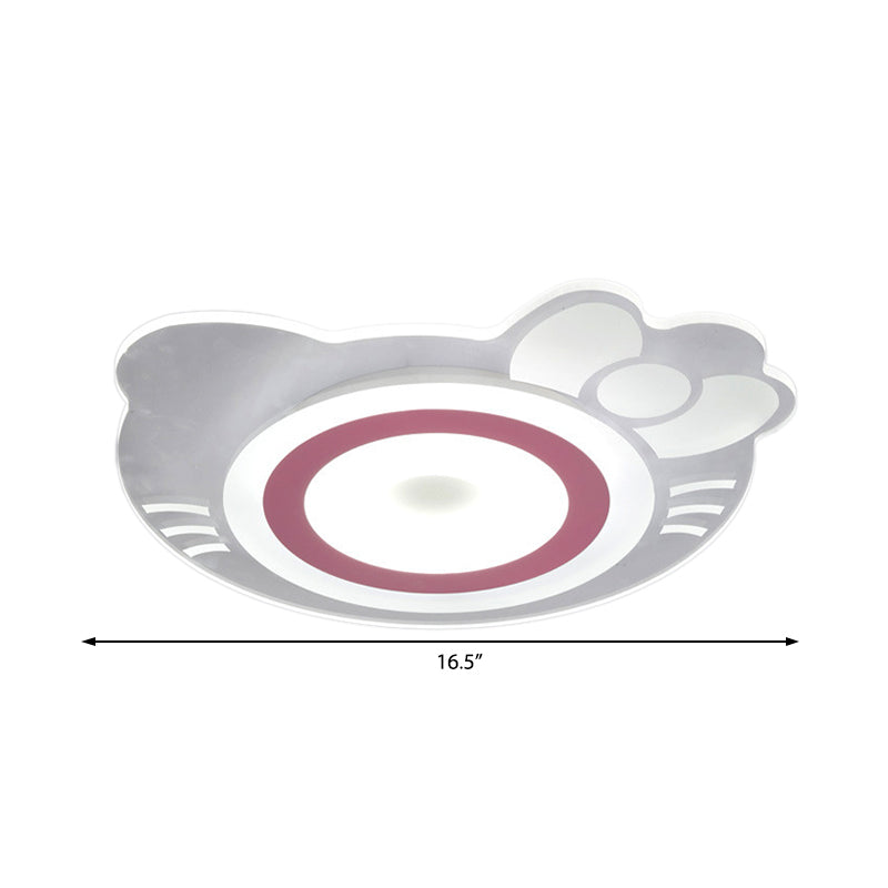 Girl Bedroom Kitten LED Ceiling Light in White and Pink - Adorable and Stylish