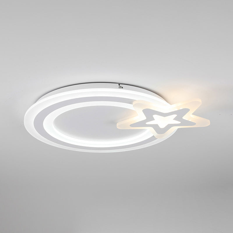 Circle LED Flush Mount Light - Simple Style with Star Acrylic Design - Ceiling Lamp for Kindergarten and Hotel