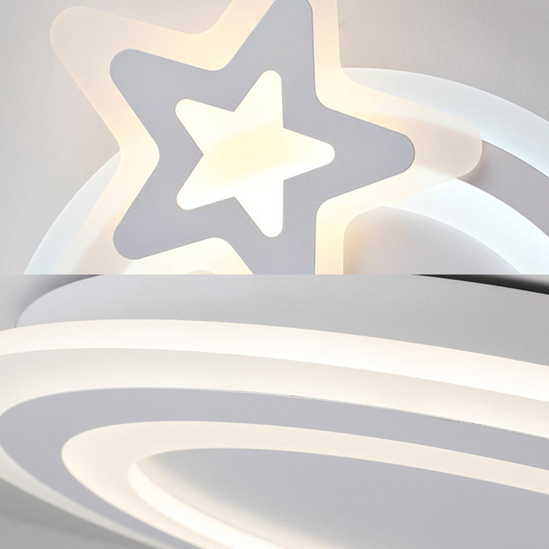 Circle LED Flush Mount Light - Simple Style with Star Acrylic Design - Ceiling Lamp for Kindergarten and Hotel