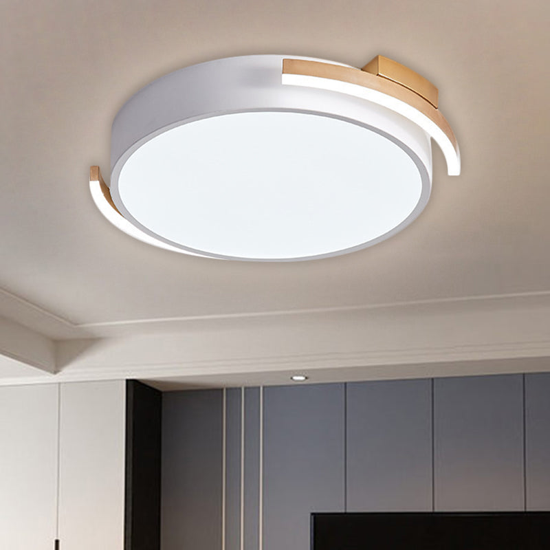 Round Flush Mount Modern Metallic LED Lighting - 19.5"/25.5" Diameter, Black/White, Warm/White Light