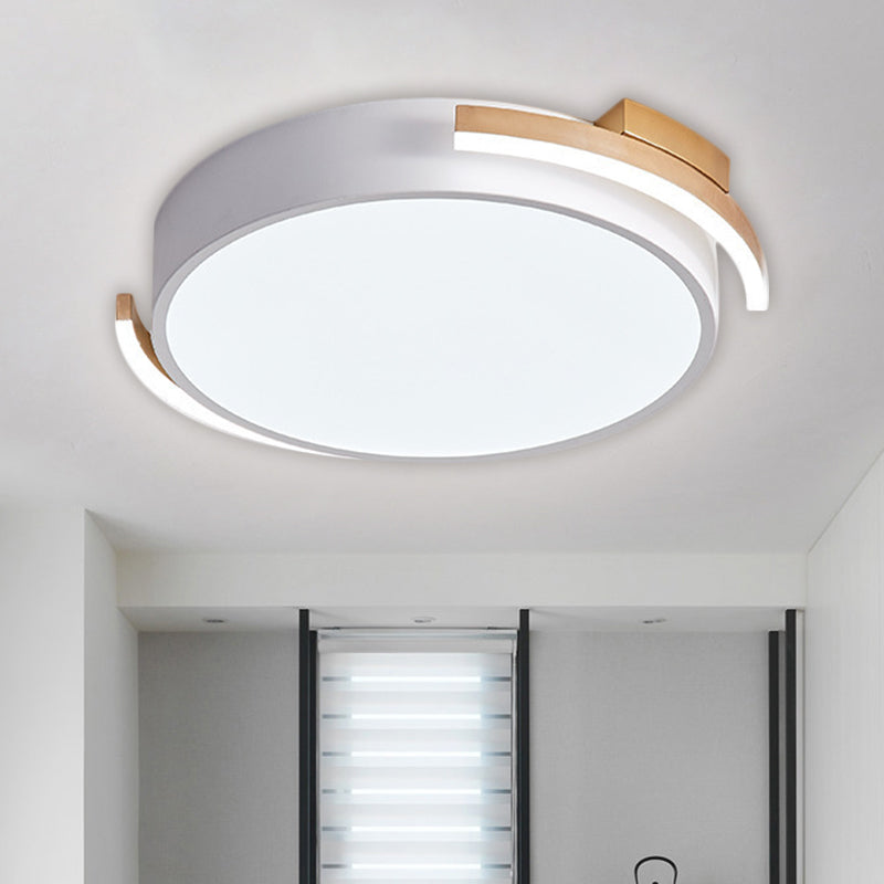 Round Flush Mount Modern Metallic LED Lighting - 19.5"/25.5" Diameter, Black/White, Warm/White Light