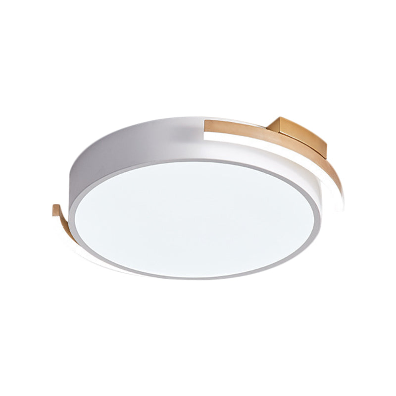 Round Flush Mount Modern Metallic LED Lighting - 19.5"/25.5" Diameter, Black/White, Warm/White Light