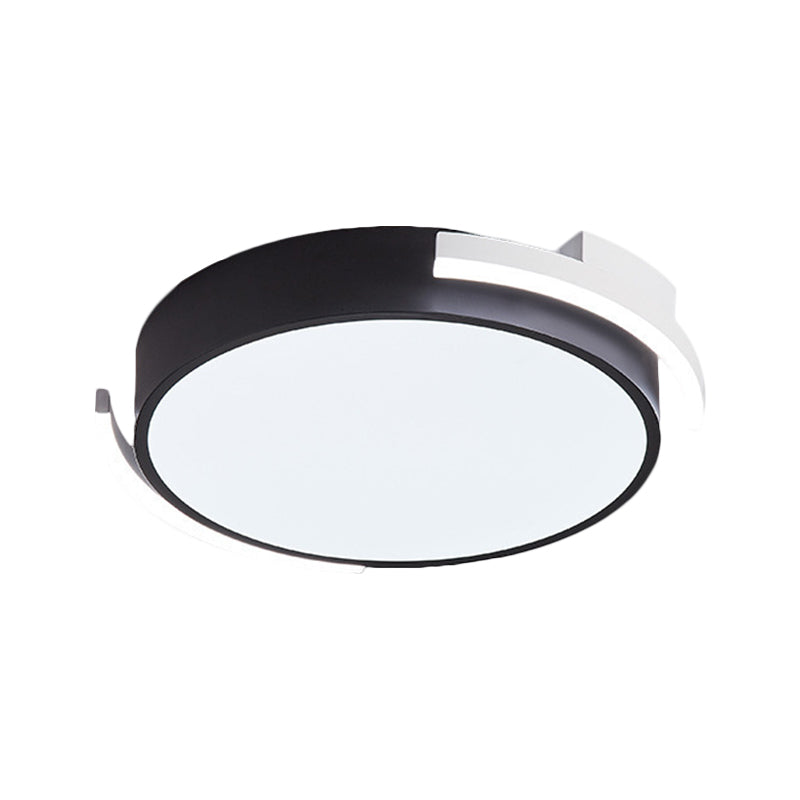 Round Flush Mount Modern Metallic LED Lighting - 19.5"/25.5" Diameter, Black/White, Warm/White Light