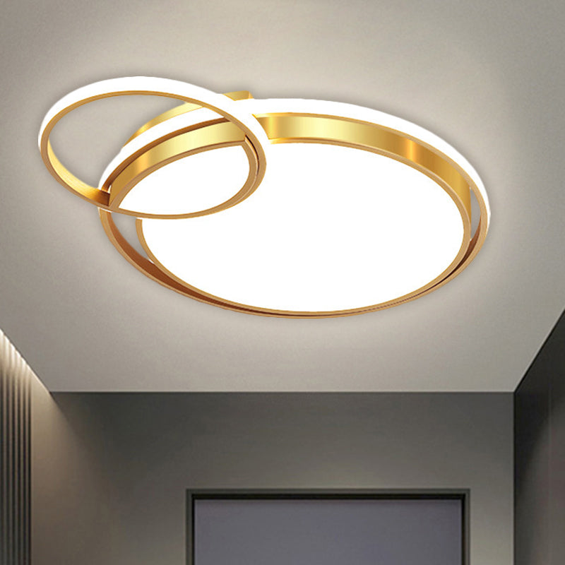 Modernist LED Gold Metal Crossed Flush Mount Ceiling Light Fixture for Bedroom, 16.6"/20.5" W (Customizable in 7 days)