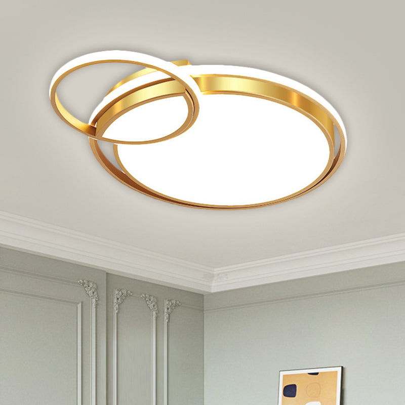 Modernist LED Gold Metal Crossed Flush Mount Ceiling Light Fixture for Bedroom, 16.6"/20.5" W (Customizable in 7 days)