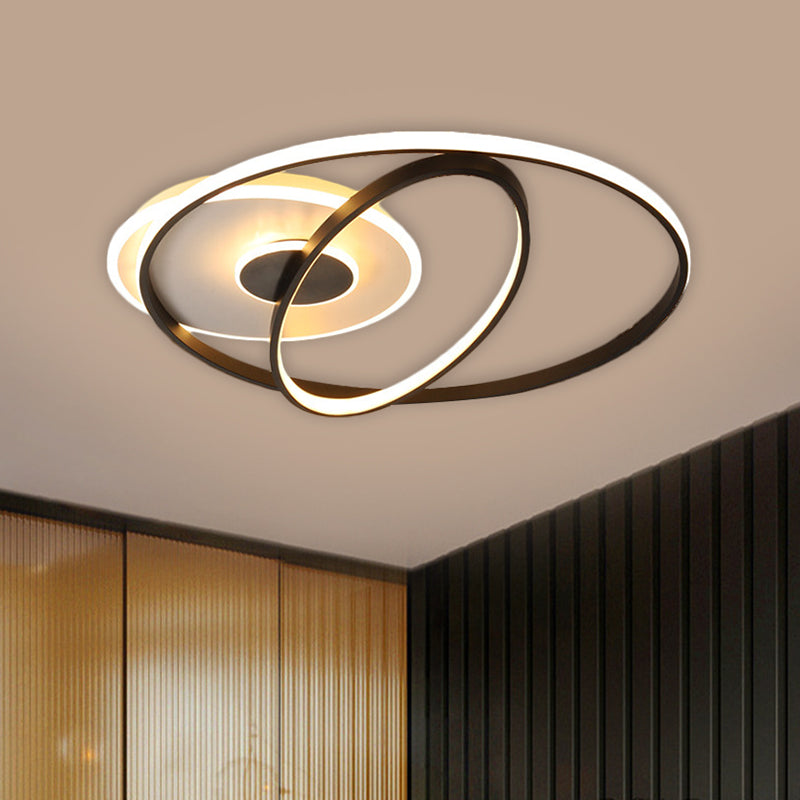 Customizable Contemporary LED Flush Mount Lamp - Black Metal Finish, 3 Width Options (7-Day Customization)