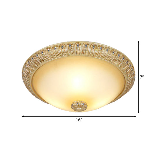 Rustic Frosted Glass Dome Wall Sconce With 3 Bulbs - Gold Lighting Idea 16/19.5 Wide