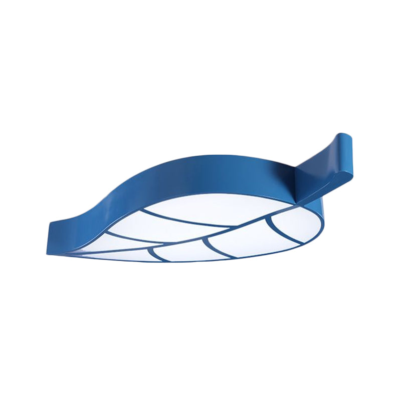 Leaf-Shaped Flush Mount Acrylic LED Ceiling Lamp for Kids' Bedroom in Red/Yellow/Blue