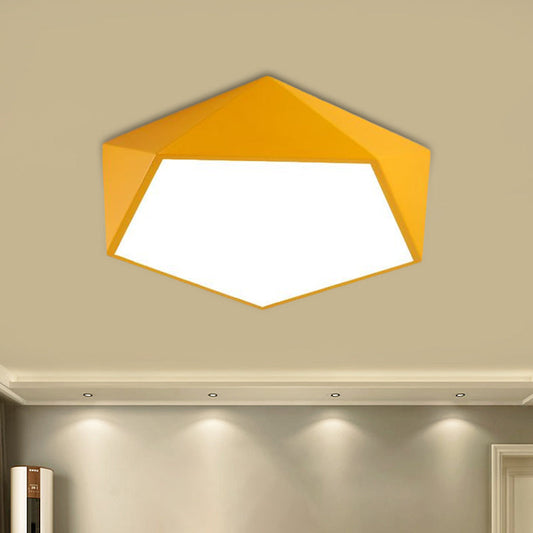 Children's Pentagon Flushmount LED Ceiling Light Fixture in Red/Yellow/Blue Acrylic