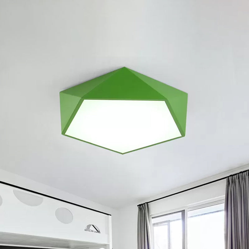 Children's Pentagon Flushmount LED Ceiling Light Fixture in Red/Yellow/Blue Acrylic