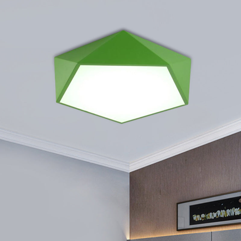 Children's Pentagon Flushmount LED Ceiling Light Fixture in Red/Yellow/Blue Acrylic