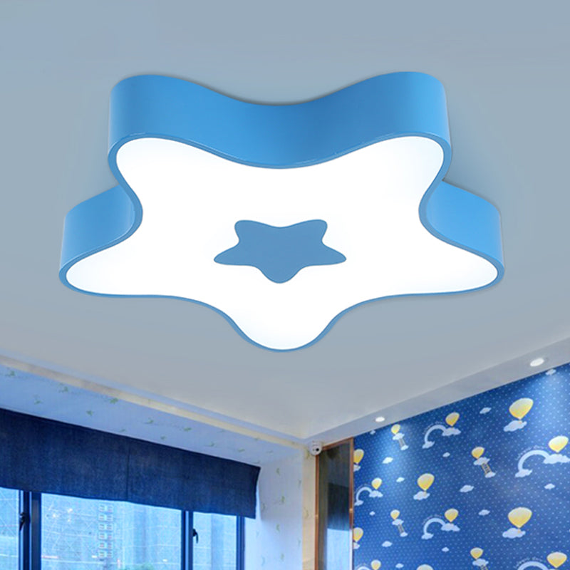 Modern Star Acrylic Led Ceiling Lamp In Red Yellow And Green For Corridor Mounting Blue