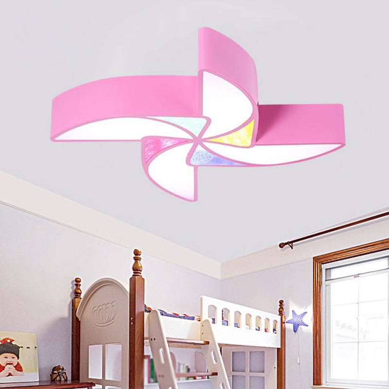 Modern LED Playroom Flush Light with Acrylic Shade in Blue/Green/Pink