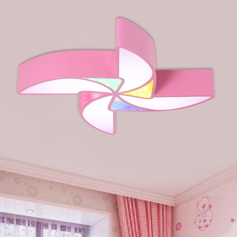 Modern LED Playroom Flush Light with Acrylic Shade in Blue/Green/Pink