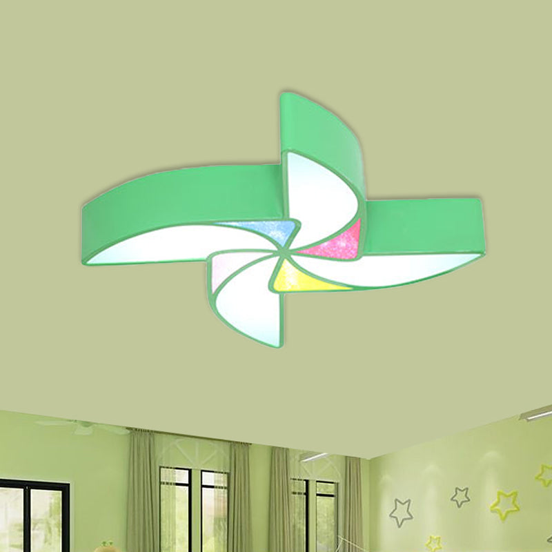 Modern LED Playroom Flush Light with Acrylic Shade in Blue/Green/Pink