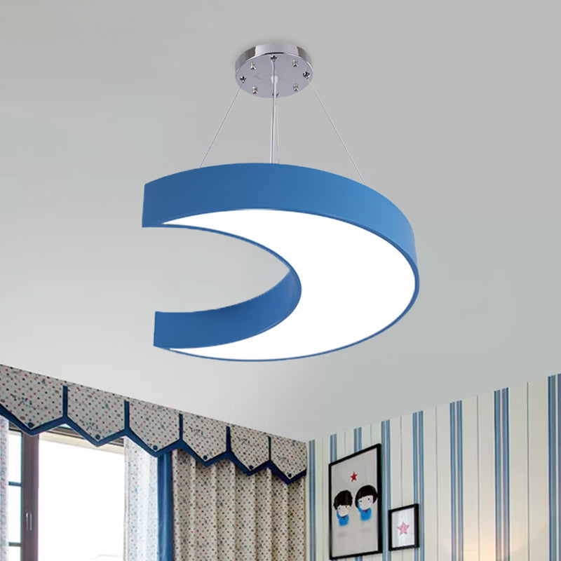 Led Corridor Ceiling Chandelier In Creative Yellow/Blue With Crescent Acrylic Shade