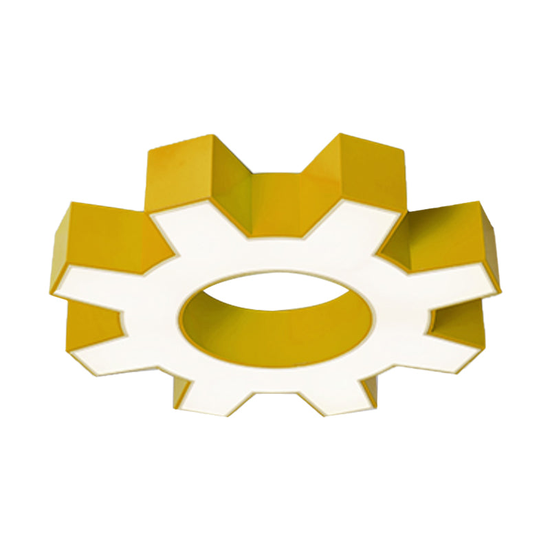 Modern Hollow-Out Gear Acrylic Flush Mount Lamp - Red/Yellow/Green LED Ceiling Light Fixture