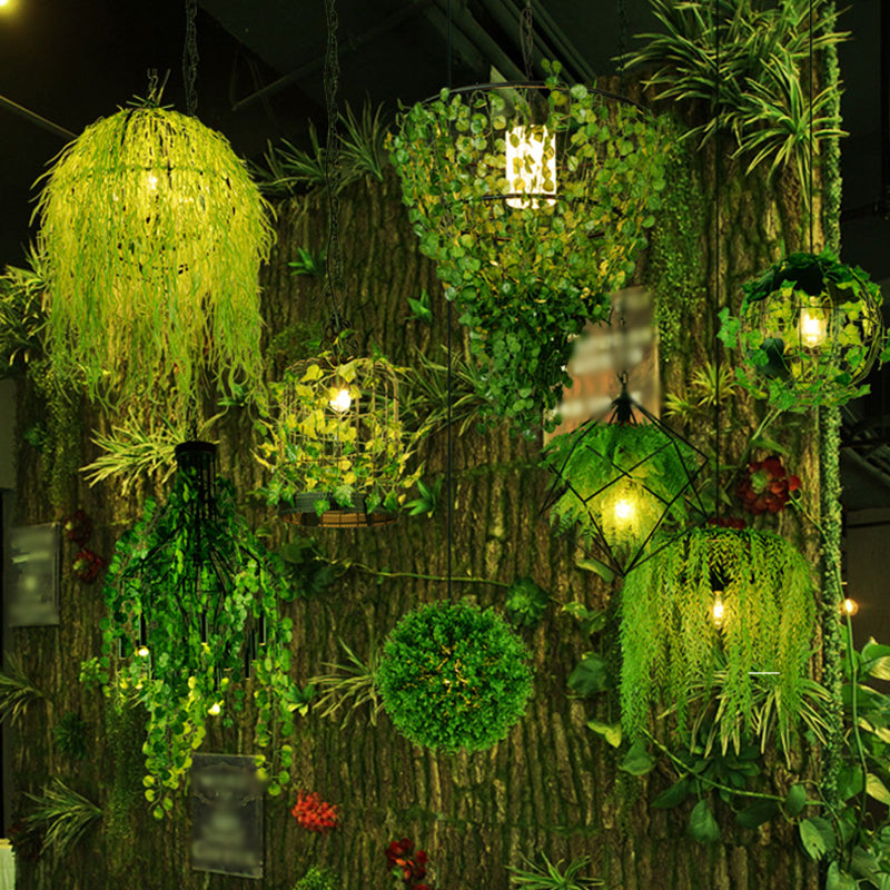 Lampe suspendue rustique avec un design végétal artistique et des options colorées - Parfait pour les cafés et les maisons