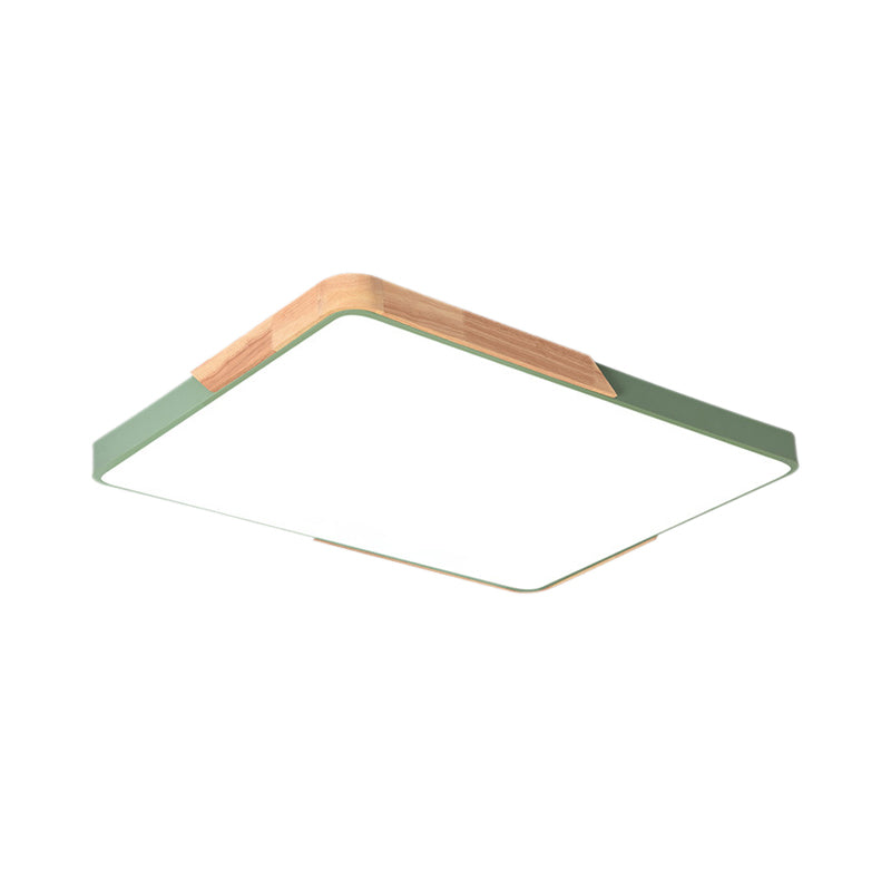 Acrylic Nordic LED Flush Mounted Ceiling Lamp in White/Blue/Black with Wood Guard - Square/Rectangular, 12"/16"/25" W - Perfect for Bedrooms