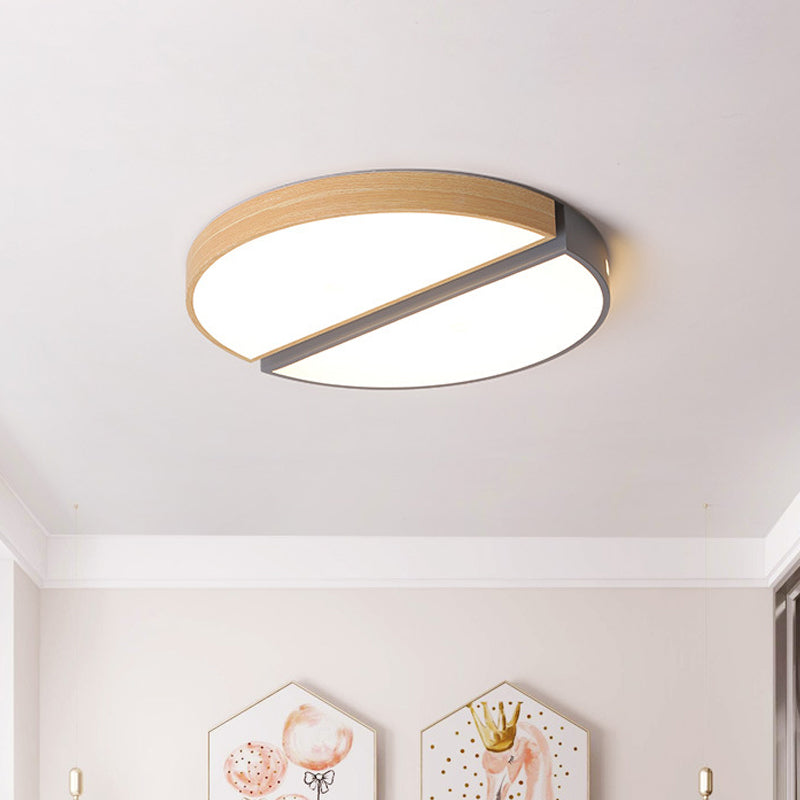 Nordic Acrylic Dual Sector Ceiling Fixture LED Flush Mount Light, Green/Grey, Warm/White, 16.5"/20.5" Wide