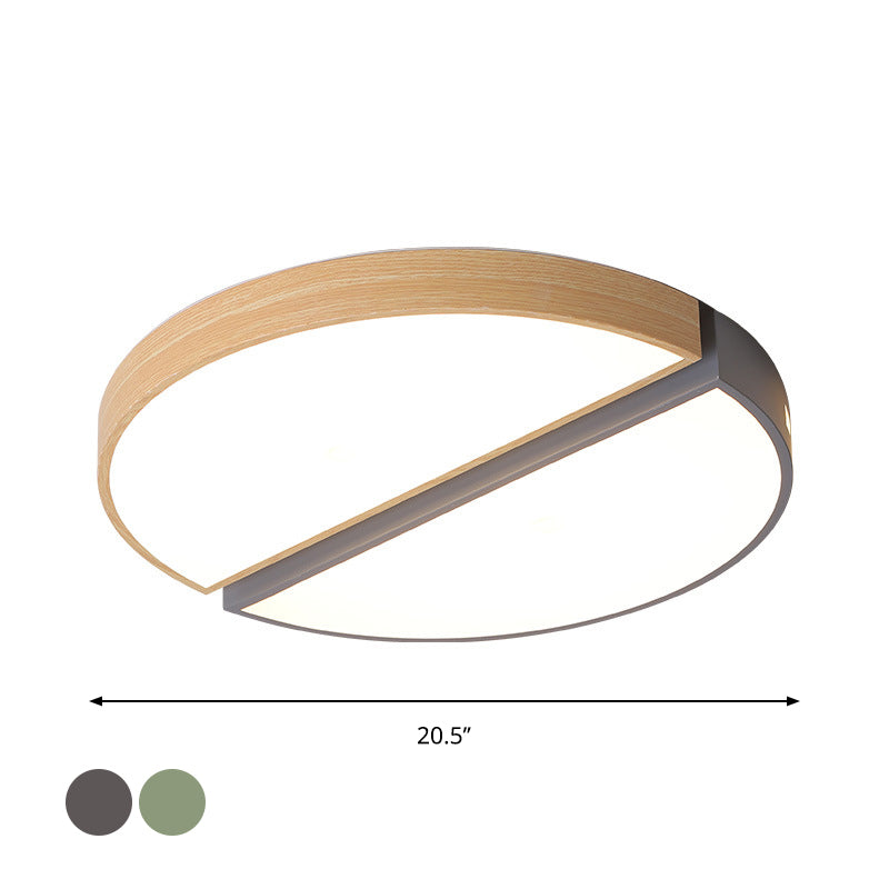 Nordic Acrylic Dual Sector Ceiling Fixture LED Flush Mount Light, Green/Grey, Warm/White, 16.5"/20.5" Wide