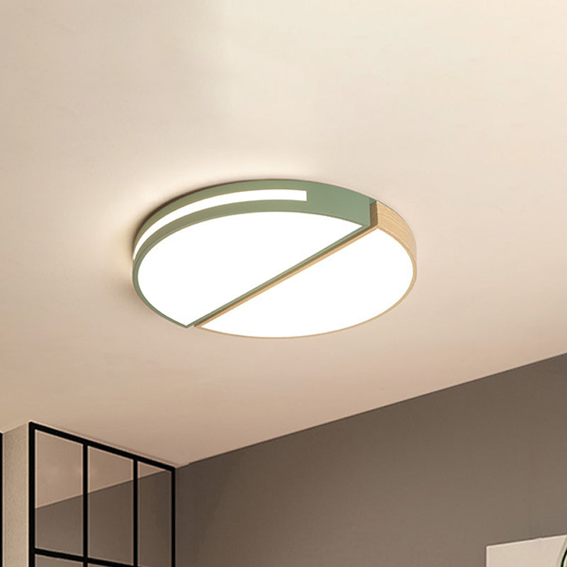 Nordic Acrylic Dual Sector Ceiling Fixture LED Flush Mount Light, Green/Grey, Warm/White, 16.5"/20.5" Wide