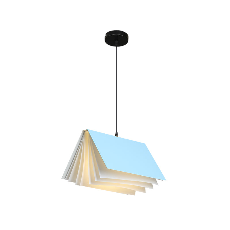 Cafe Pendant Lamp - Book Design Metal Construction Single-Bulb Macaron Ceiling Hang Light In