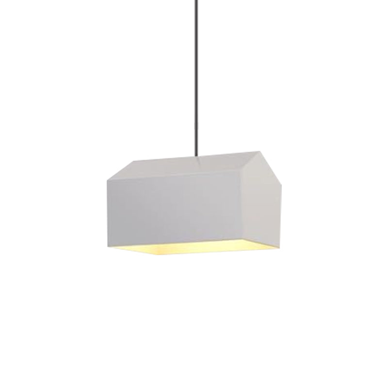 Nordic White House Pendant Light - 1-Light Hanging Lamp Kit With Metal Shade