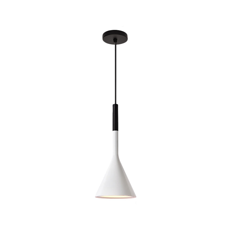 Nordic Style Trumpet Hanging Lamp - Red/White/Black Finish Down Lighting Pendant (1 Bulb)
