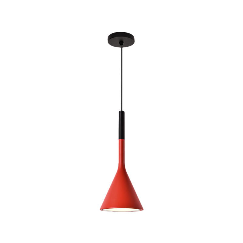 Nordic Style Trumpet Hanging Lamp - Red/White/Black Finish Down Lighting Pendant (1 Bulb)