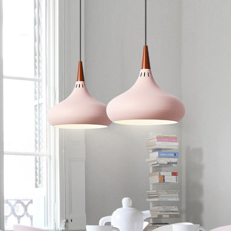 Mirella - Macaron Onion Pendant Lighting Fixture Macaron Aluminum Single Green/White/Gold Hanging Ceiling Light with Vented Socket