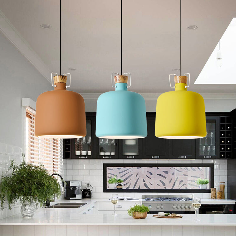 Blue/Gold/Brown Wine Jar Pendant Light With Cork Detailing