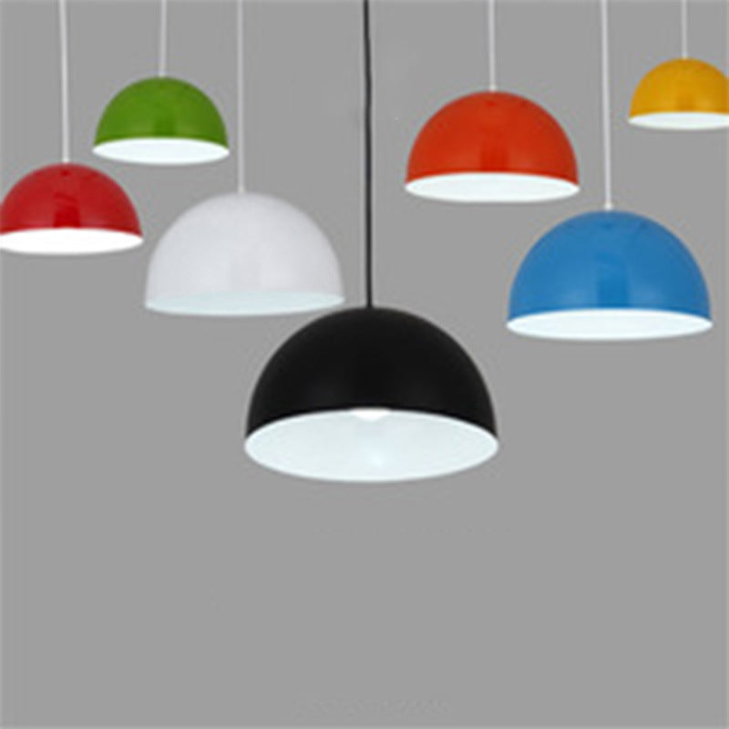 Macaron Aluminum Dome Pendant Light - Red/Blue/Black Commercial-Grade Ceiling Hang For Bedroom