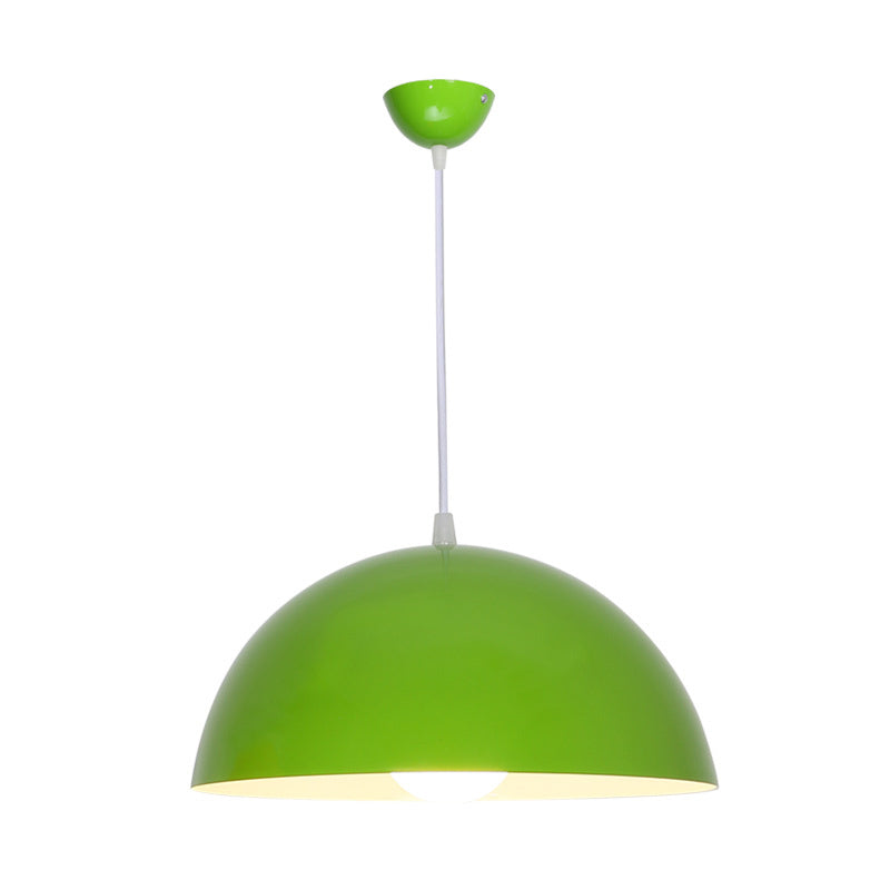Macaron Aluminum Dome Pendant Light - Red/Blue/Black Commercial-Grade Ceiling Hang For Bedroom