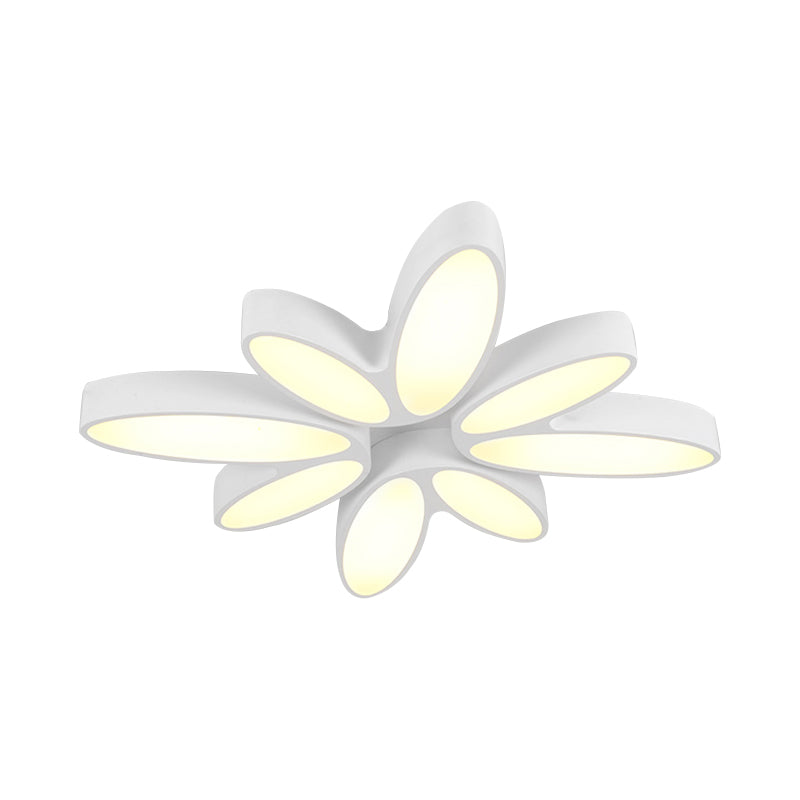 Creative Acrylic Ceiling Lamp For Childs Bedroom - White 8-Petal Blossom Design