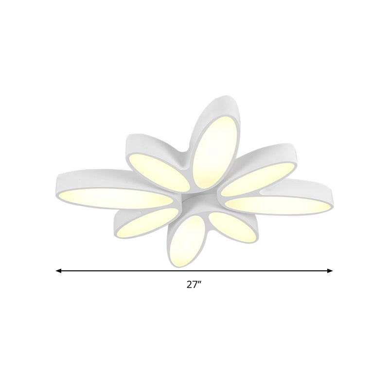 Creative Acrylic Ceiling Lamp for Child's Bedroom - White 8-Petal Blossom Design