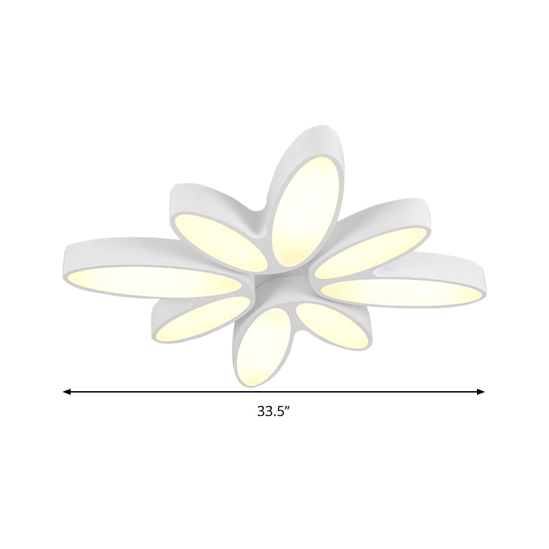 Creative Acrylic Ceiling Lamp for Child's Bedroom - White 8-Petal Blossom Design