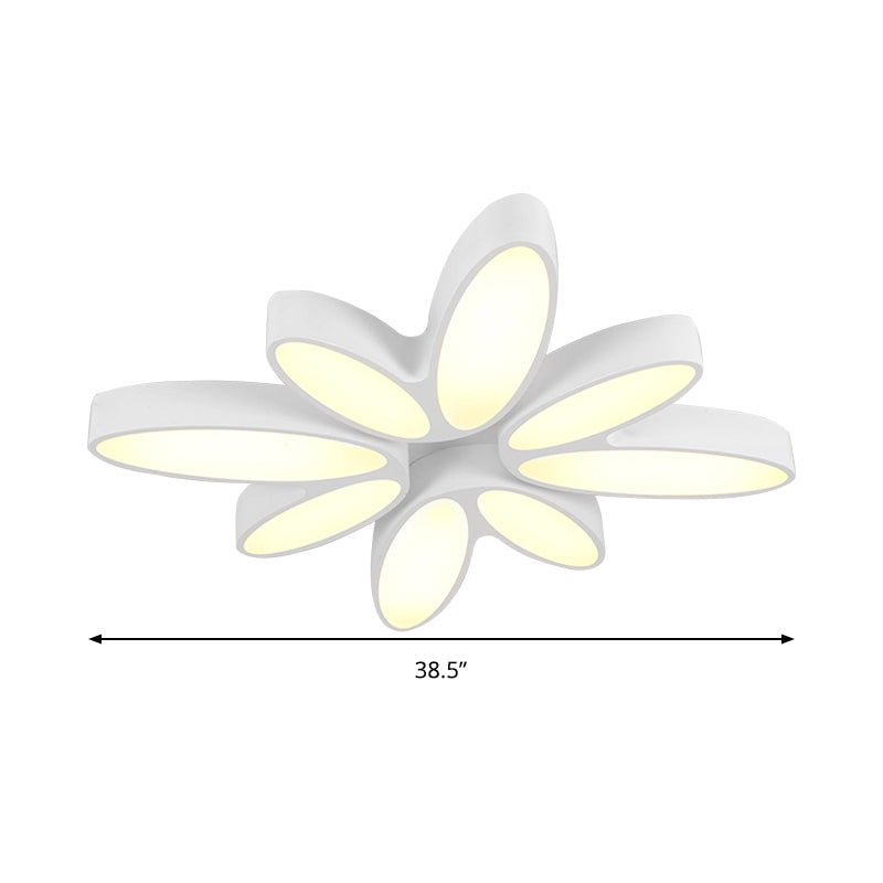 Creative Acrylic Ceiling Lamp for Child's Bedroom - White 8-Petal Blossom Design