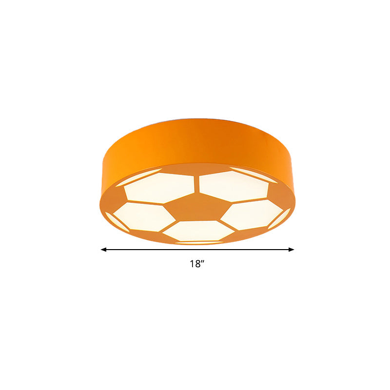 Kid's Bedroom Acrylic Flat Football Ceiling Mount Light - Sports Theme Ceiling Lamp