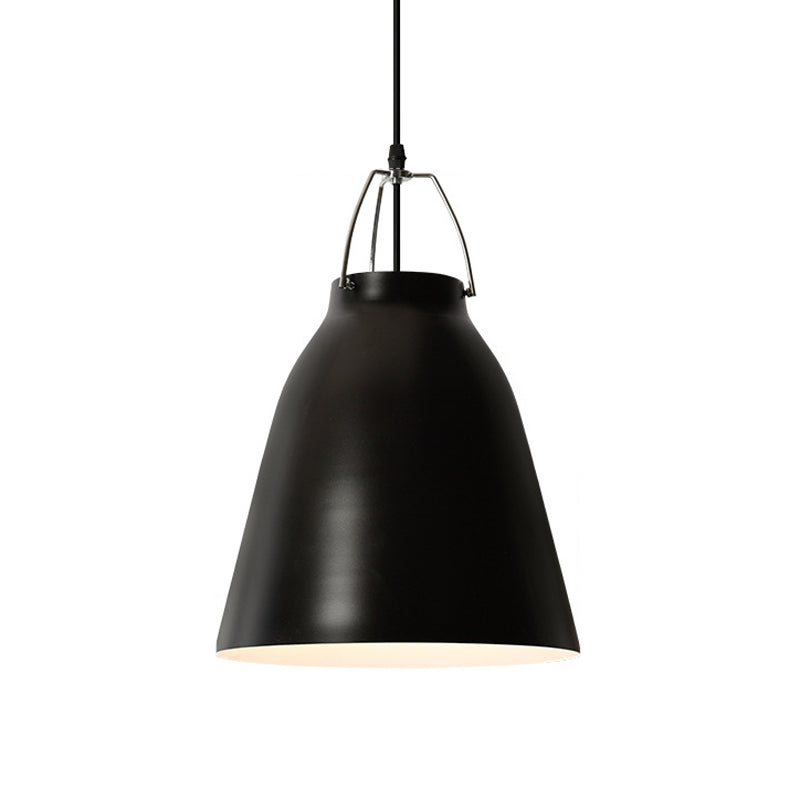 Macaron Black/Pink/Blue Restaurant Ceiling Hang Pendant Light - 1-Bulb With Aluminum Bell Shade