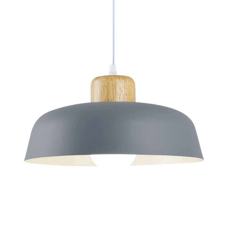 Bowl Shade Pendant Lamp - Metallic Macaron Hanging Light In Pink/Blue/Yellow