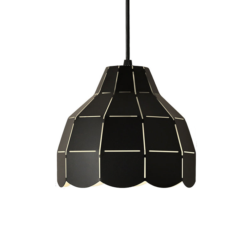 Laser Cut Floral Aluminum Pendant Hanging Light Fixture - Green/Yellow/Grey Macaron Design