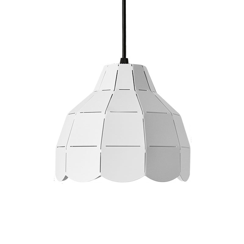Laser Cut Floral Aluminum Pendant Hanging Light Fixture - Green/Yellow/Grey Macaron Design