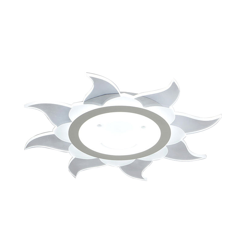 Stylish White Acrylic Led Ceiling Light For Dining Room With Blazing Sun Design / 16