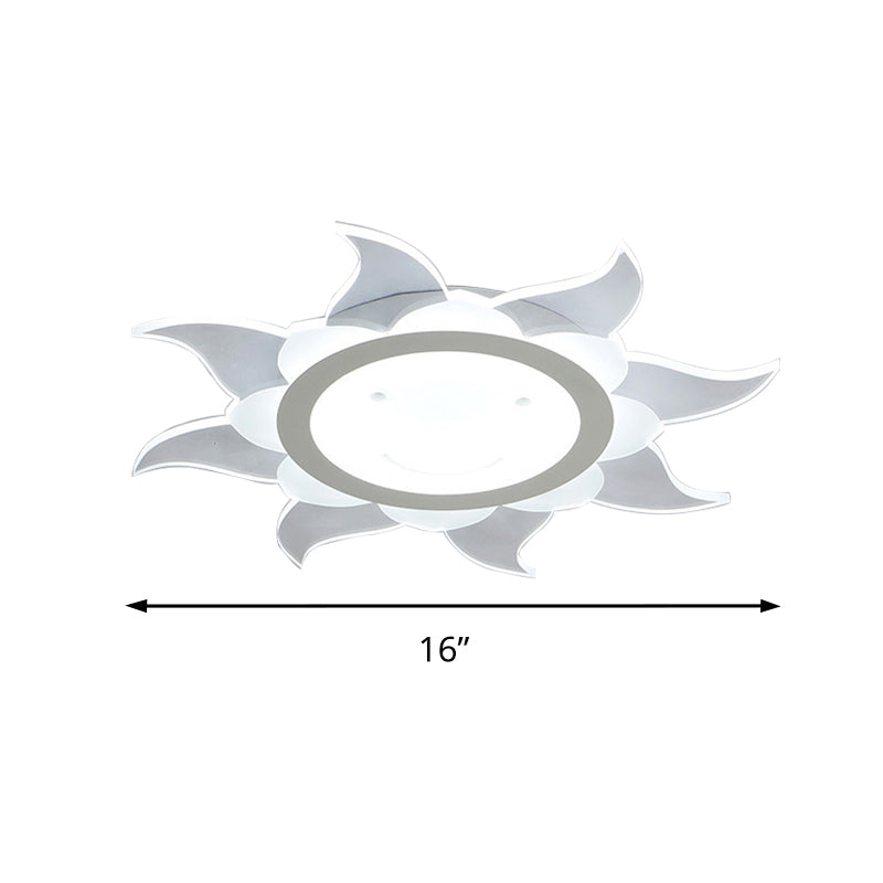 Stylish White Acrylic Led Ceiling Light For Dining Room With Blazing Sun Design