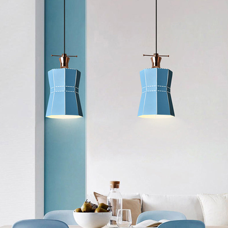 Macaron Metal Pendant Hanging Light Fixture - Laser-Cut Teardrop/Lantern/Curved Design 1