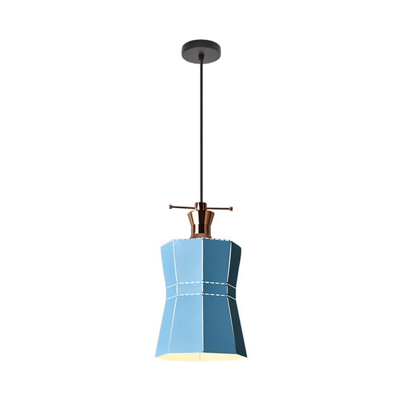 Macaron Metal Pendant Hanging Light Fixture - Laser-Cut Teardrop/Lantern/Curved Design 1