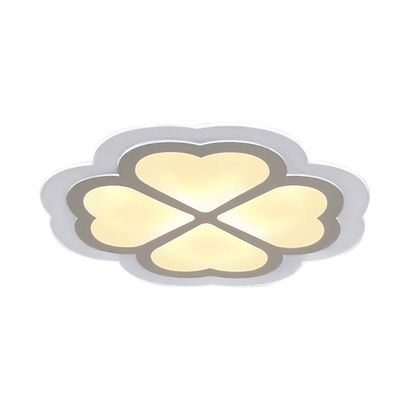 Loving Heart Petal Flush Ceiling Light - Romantic Acrylic LED Lamp for Nursing Room (White)